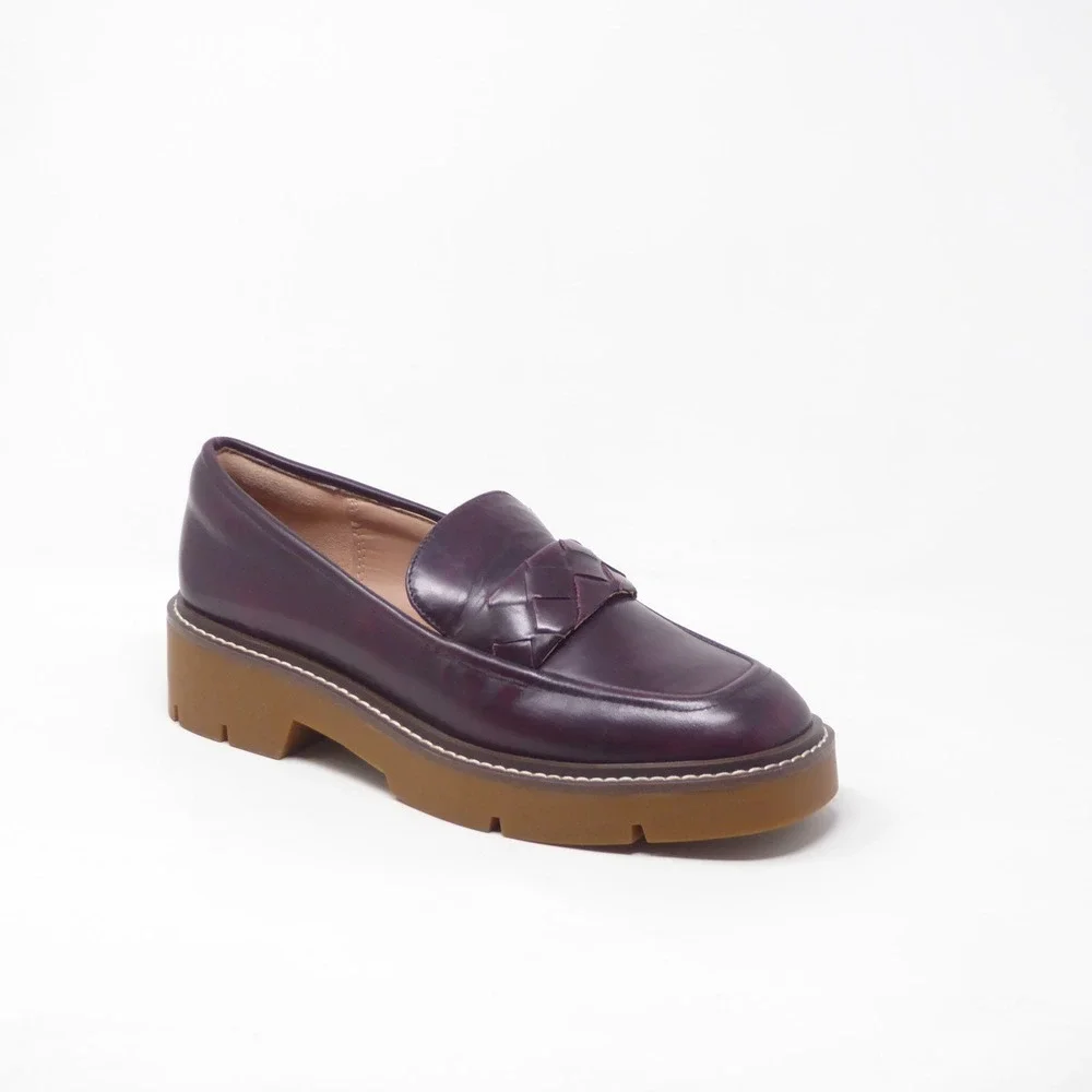 Nordstrom Women Notorie-Lea Loafers Burgundy Leather Lug Sole 9M
